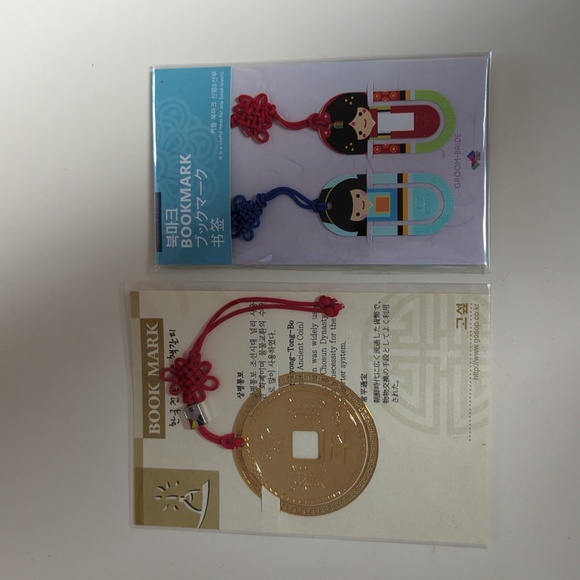 None Other - Korean metal bookmarks, gold coin and bride and groom (lot of 2 packages)
